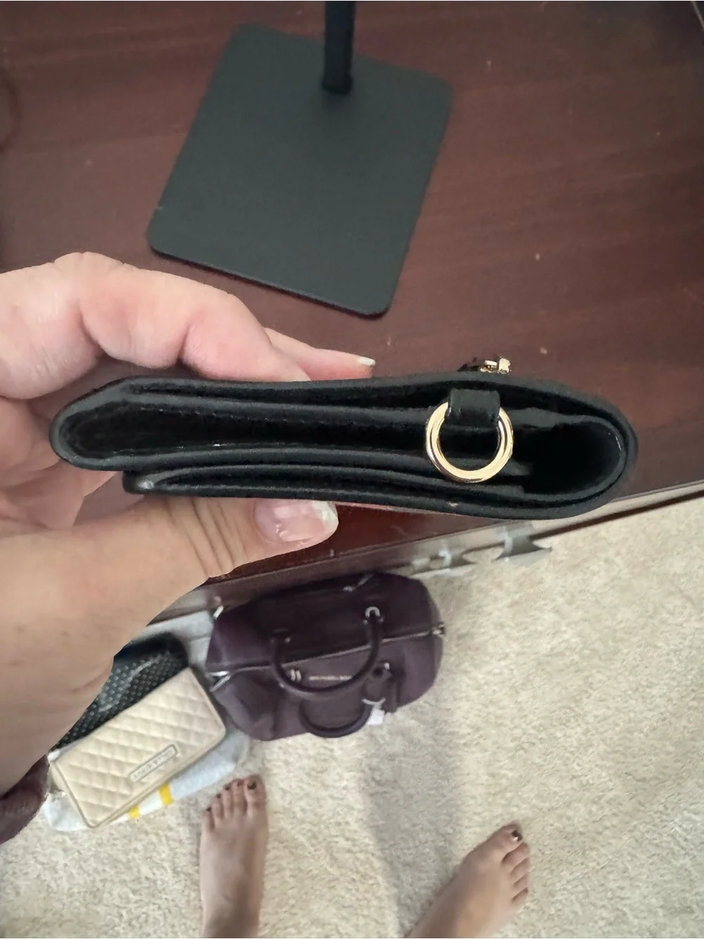 Coach Black Wallet with Red and Pink Floral Print
